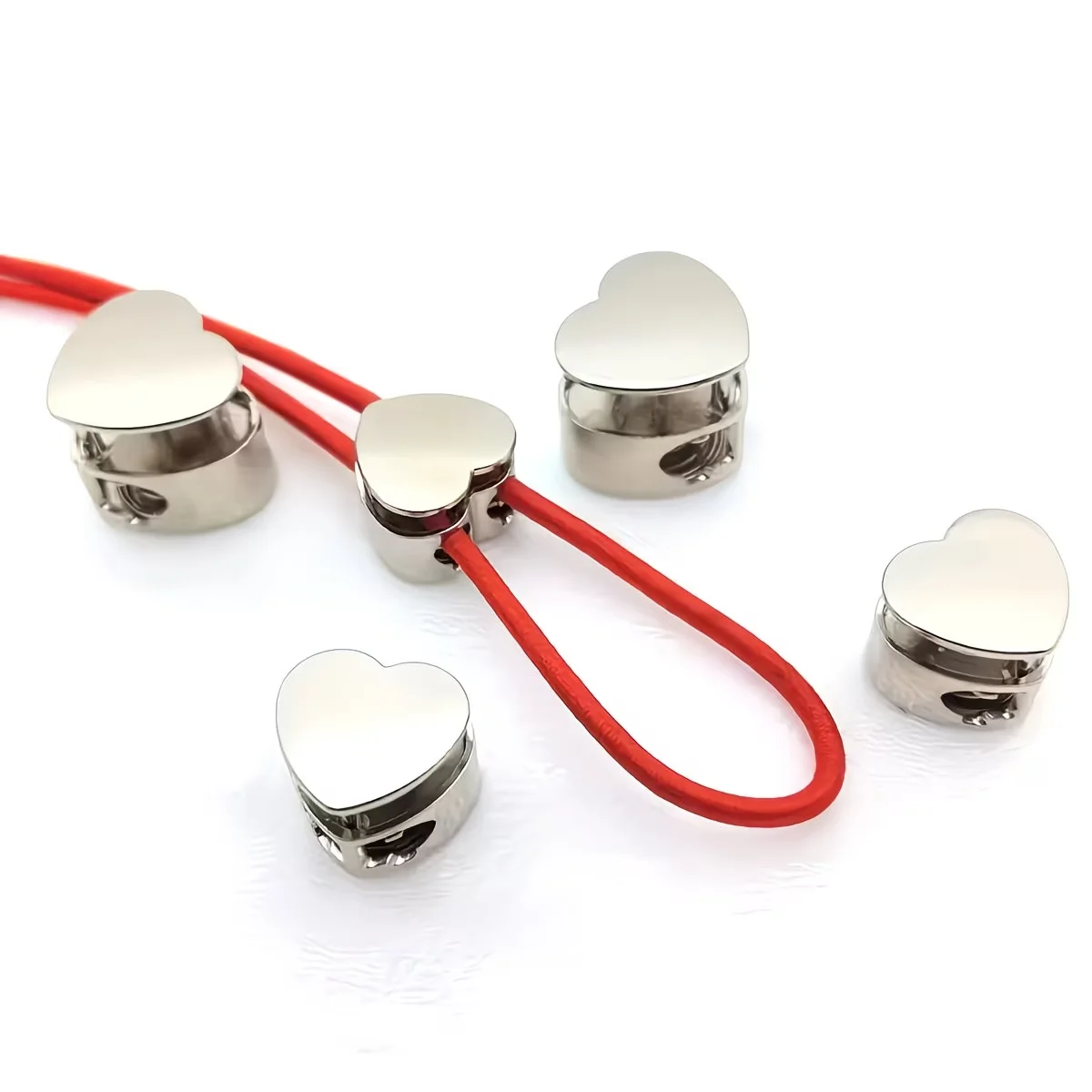 6Pcs 4mm Metal Heart Cord Locks, Adjustable Drawstring Stoppers for Down Jackets & Clothing, DIY Sewing Accessories
