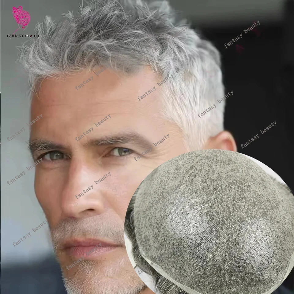 

Натуральная система капиллярных протезов для волос, 8 плотностей, коричневая, супертонкая, 0.02 мм, на кожаной основе, серая 1B80 # Мужской парик из 100% натуральных человеческих волос 380