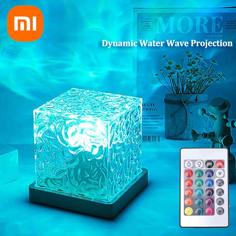 Xiaomi-Veilleuse LED dynamique à ondulation de l\'eau, lampe de budgétaire de 16 documents, lumière ambiante de chambre à coucher, télécommande USB,