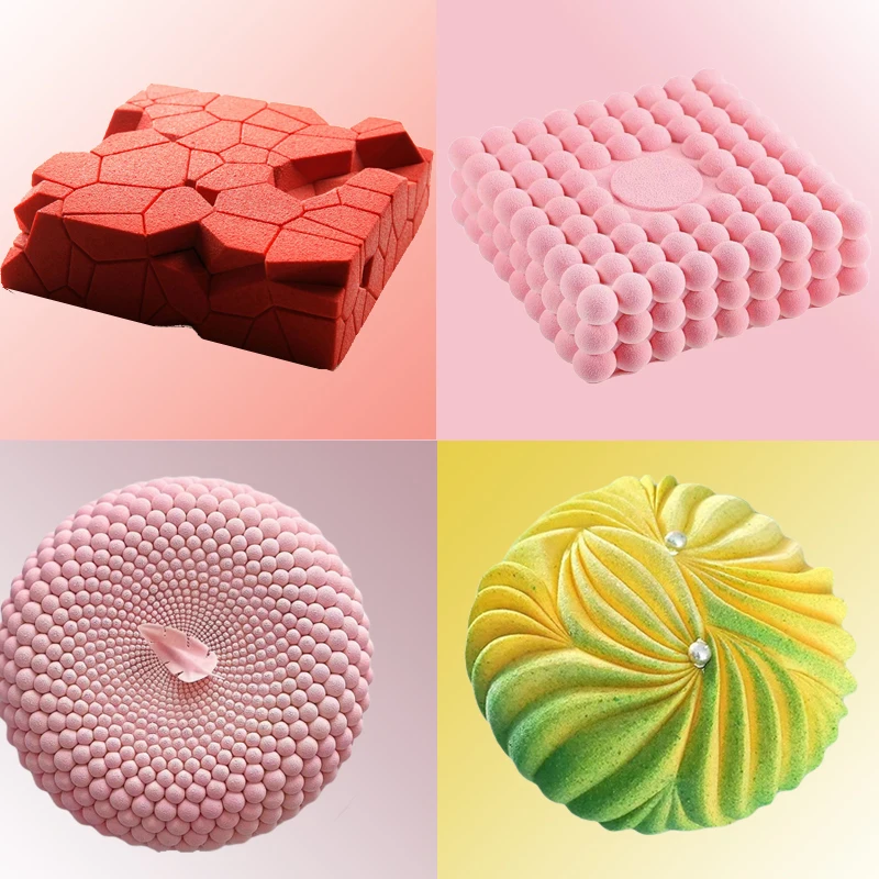 Square or Circular 3D Mousse Cake Mould Food Grade Silicone Cake Mold Single Cell Dessert Baking Tool Non Stick Kitchen Bakeware