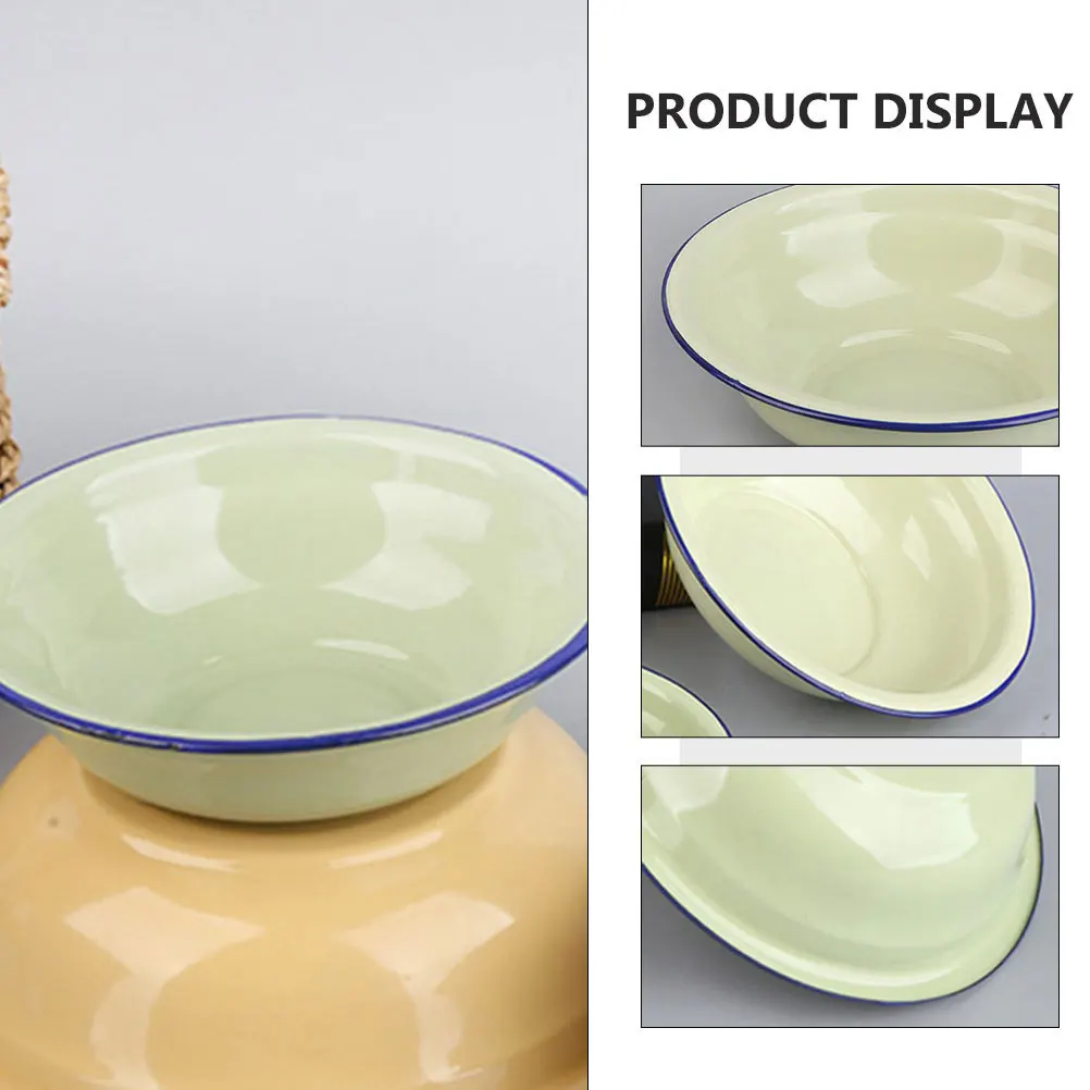 

2Pcs Vintage Style Enamel Bowls Retro Soup Bowls Multiuse Kitchen Food Storage Mixing Bowl Household Enamel Bowl