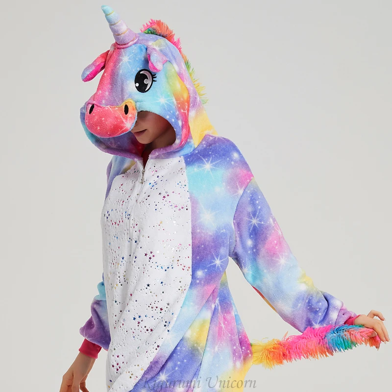 Animal Onesies Kigurumi Unicorn Piżama Zestaw Kobiety Zimowy Kombinezon Flanelowy Kreskówka Cosplay Bielizna Nocna Kombinezon Mężczyźni Homewear Pijama