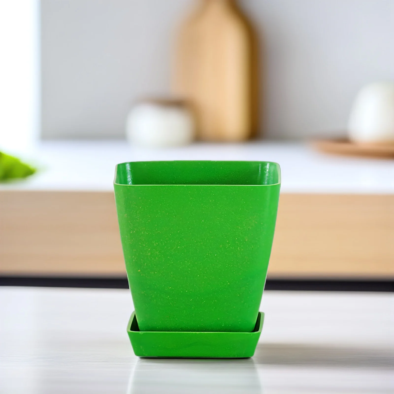 

2 set Bamboo Fiber Flower Pots Small Square Succulent Basin For Home Office Garden Decoration Lightweight Planting Pot