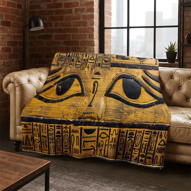 Egyptian Mythological mural pictograph Flannel Blanket Soft Warm Blanket Throw Blanket for Bedroom Living Room Bed Travel Picnic