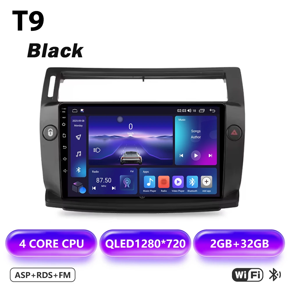 Android 16 multimediaspeler GPS autoradio navigatiesysteem voor Citroen C4 C-Triomphe Quatre 2004-2014 met Carplay