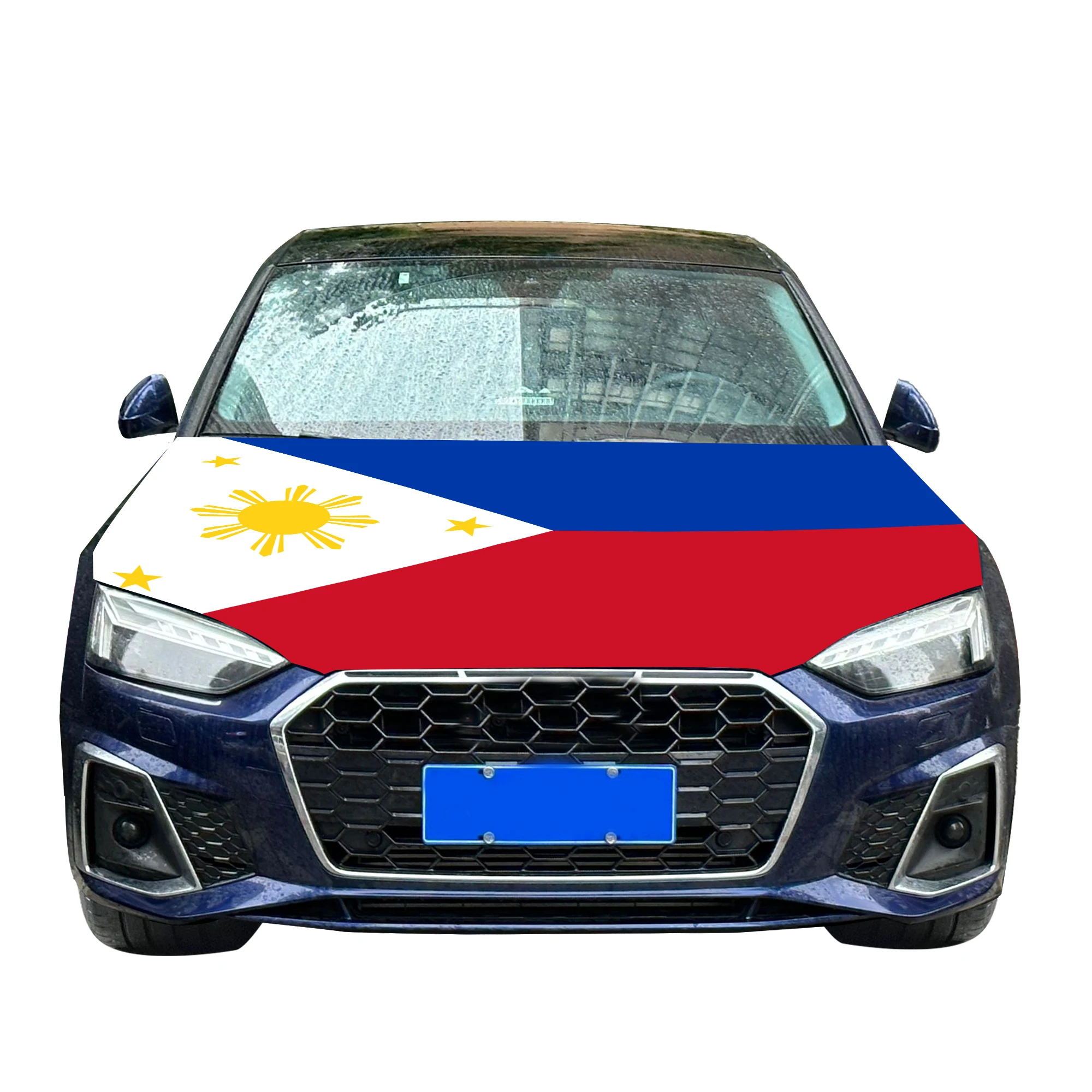 Philippines Car Hood Cover Flag  Universal Size Elastic Polyester 120x150cm for Car Decor