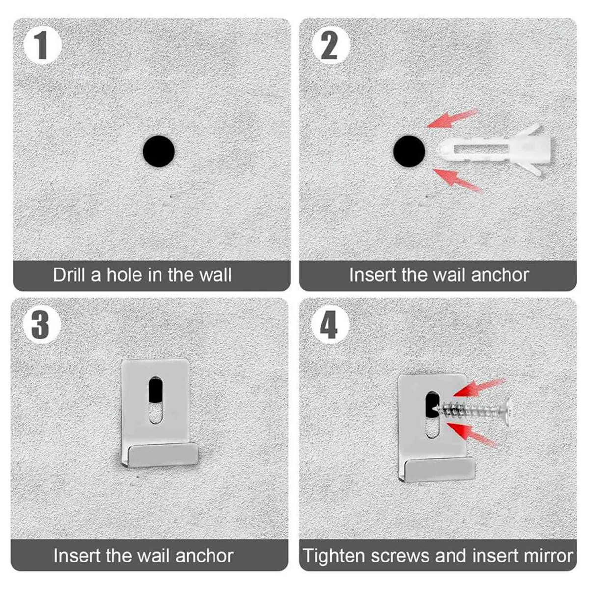

A78G 8Pcs Mirror Clips for Wall Mounting, Metal Mirror Holder Clips Hooks Frameless Wide Channel Mirror Retainer Clips