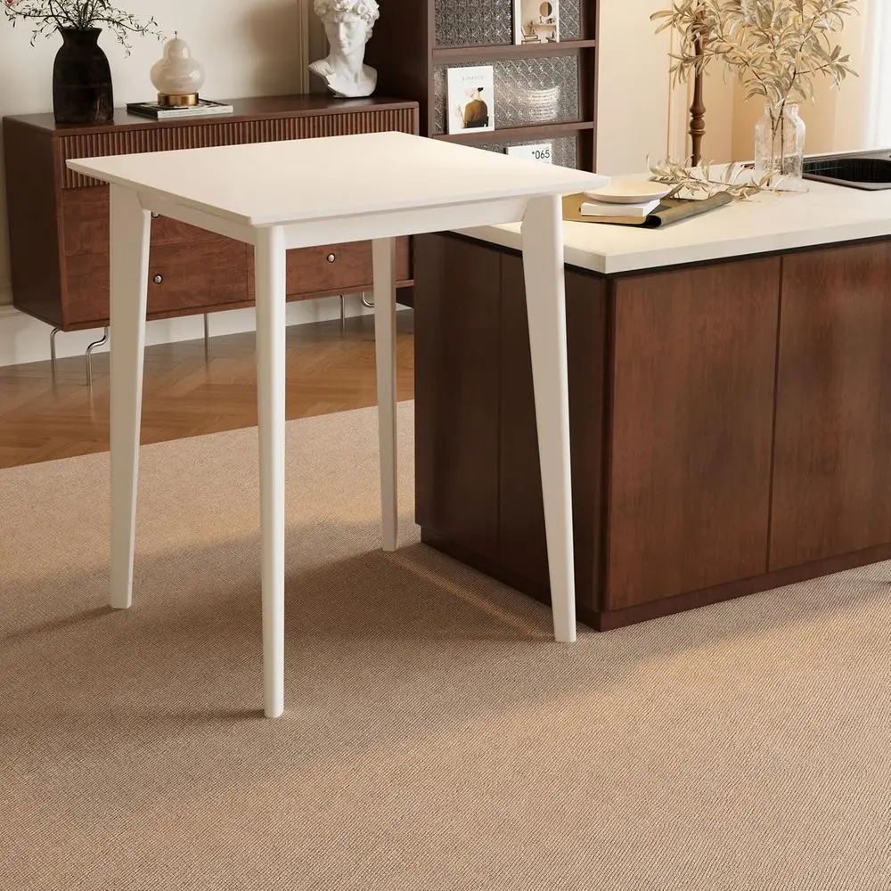 

White 27.5 Square Solid Counter Height Bar Table for Dining and Living Rooms