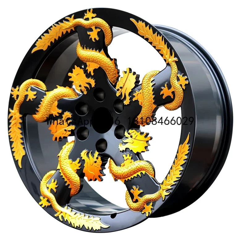 Black Golden Chinese Dragon Design 5X114.3 20 Inches Forged Passenger Car Wheels Rolls Royce Hongqi H9 Porsche New Five Spoke