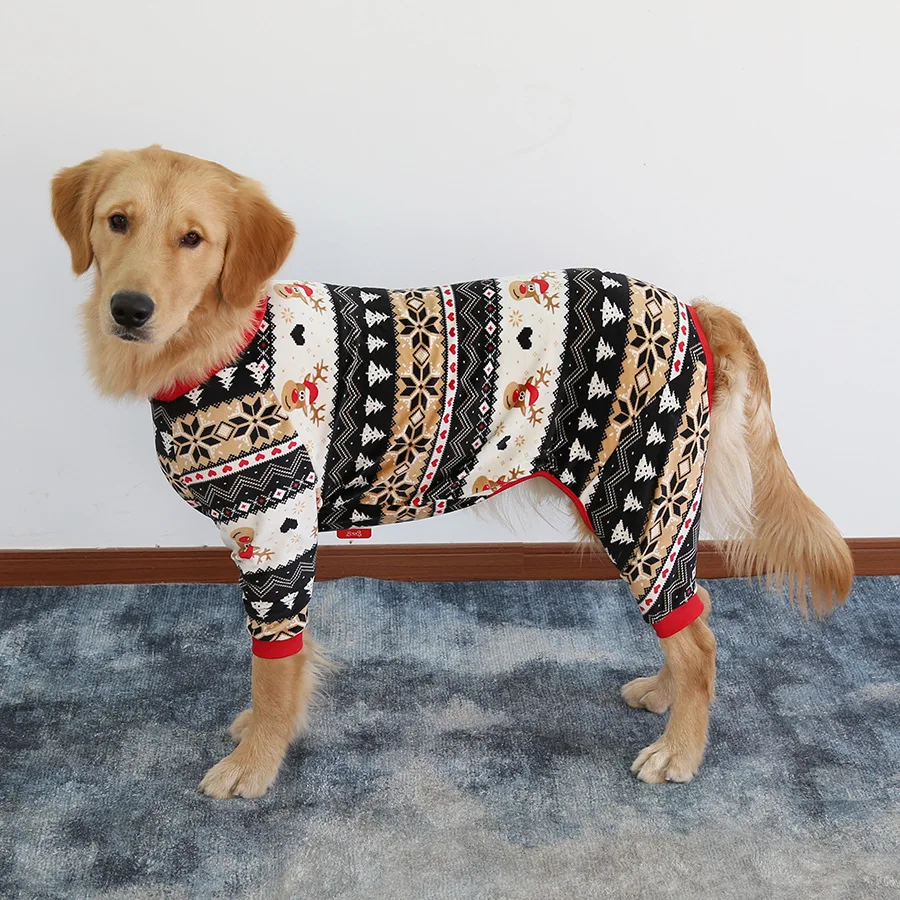 

Mutihome Big Dog Super Soft Printed Pajamas Large Dog Clothes Four Legged Clothes Golden Fur Samoyed Dog Supplier Pet Clothes