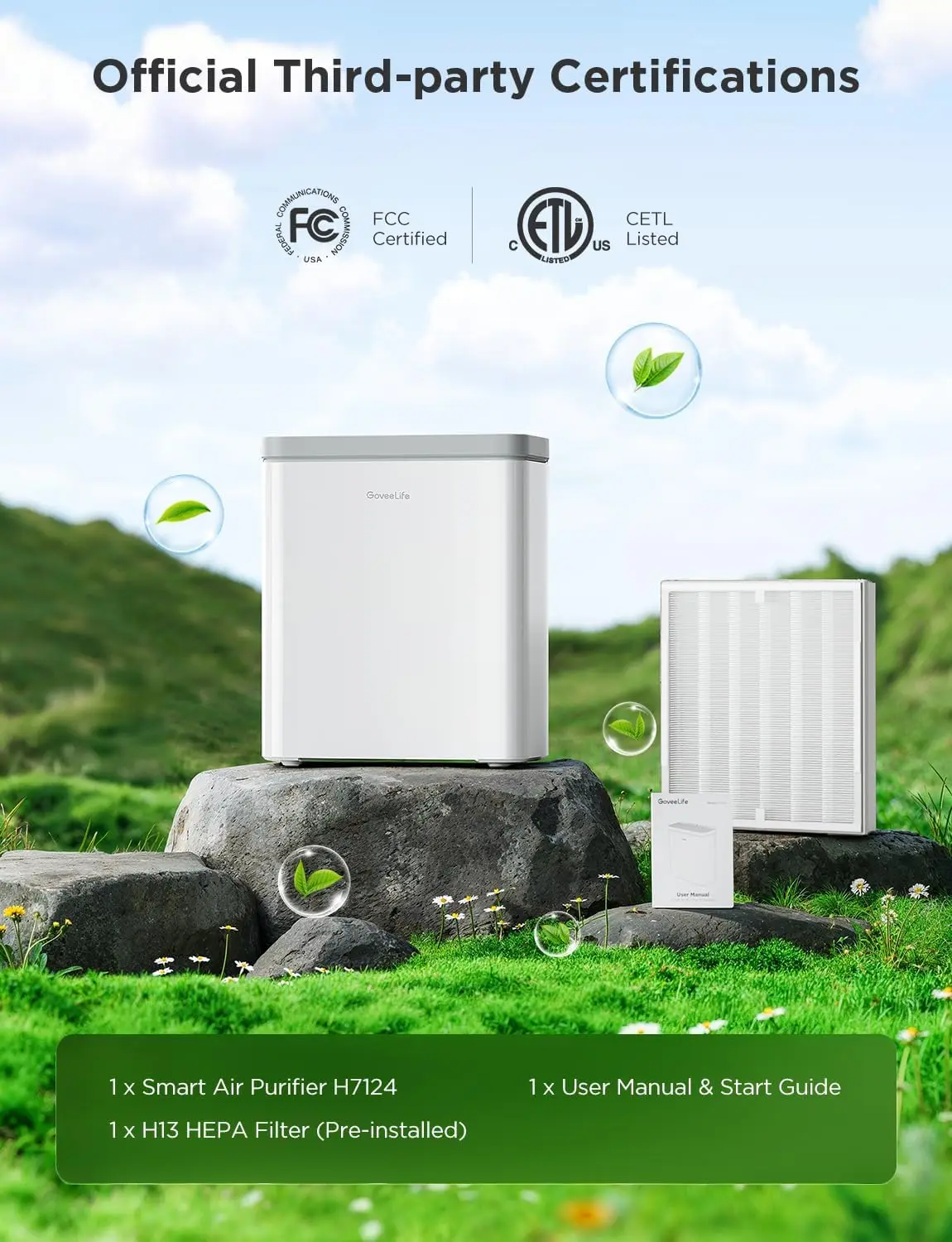 Smart Air Purifier for Large Rooms up to 1046 ft², PM2.5 Monitor, App & Alexa Control, Filters Pet Hair and Smoke