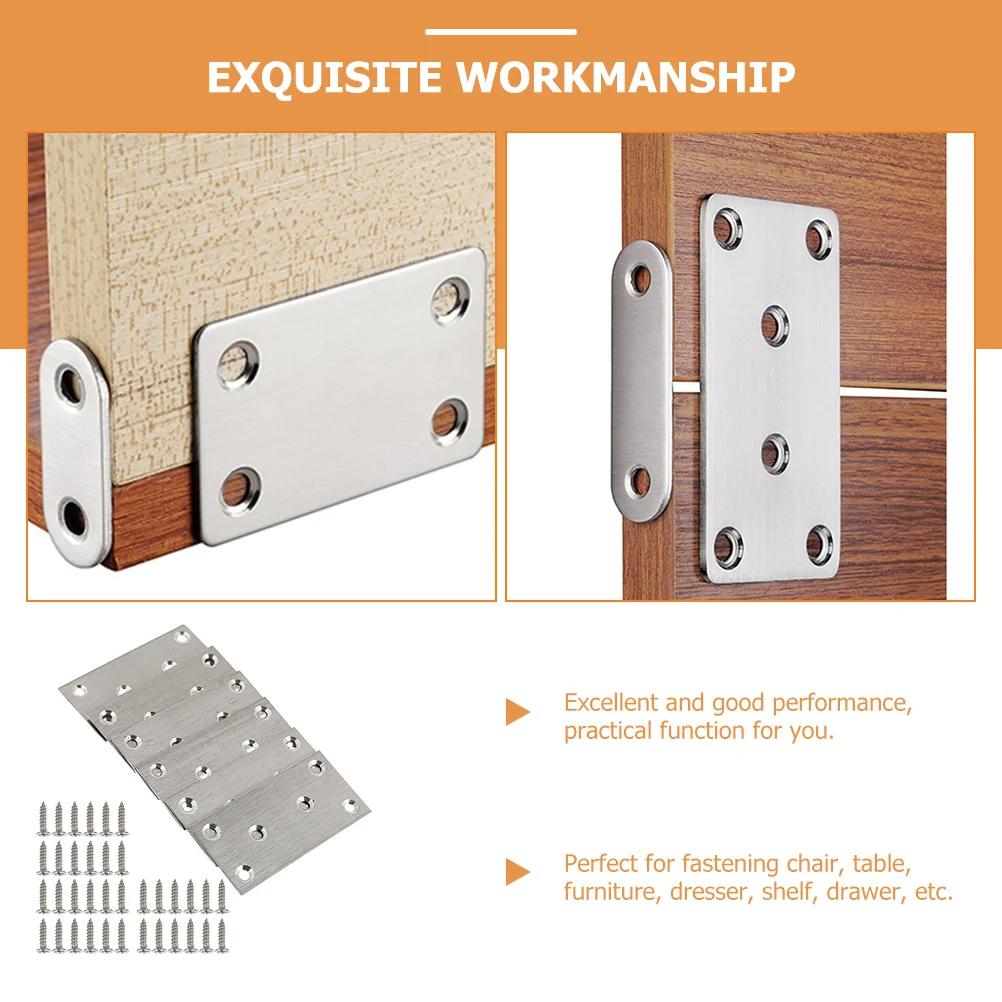 

10pcs Corner Brace Plates Stainless Steel Flat Mending Plate For Furniture Fixing Screws Metal Bracket Hardware Repair Plate