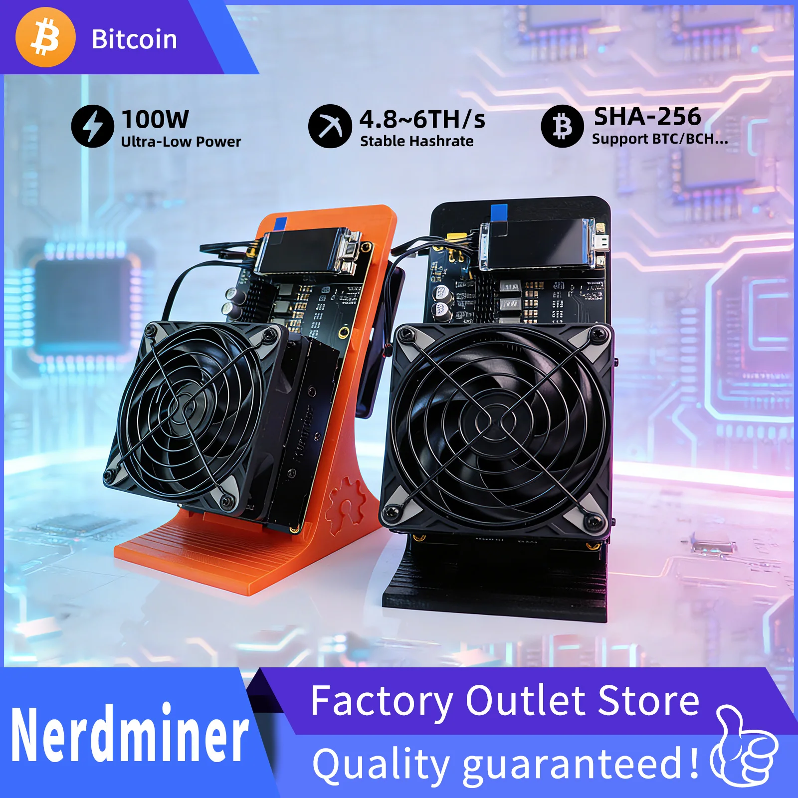 

Новый 2026 года Nerdminerqaxe++ Rev6.1 6TH/s 100W ASIC SHA-256 BTC Solo-майнер с низким энергопотреблением для домашнего майнинга, Wi-Fi, двойной вентилятор