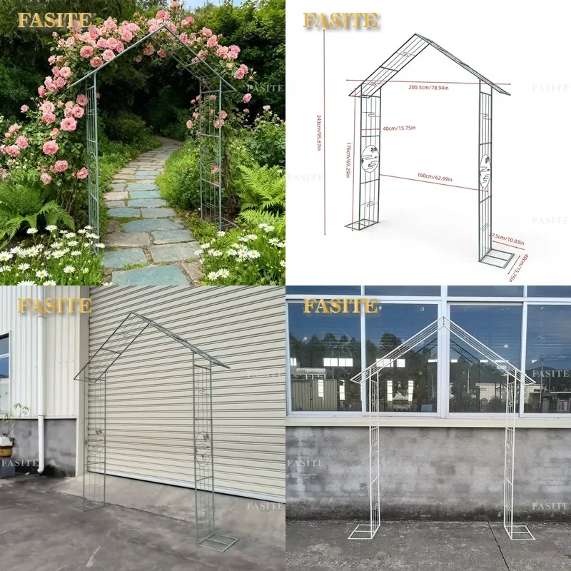 For Garden Wrought Iron Arch Climbing Vine Shelf Balcony Grape Rose Traction Flower Stand Bracket Creative Outdoor Decor