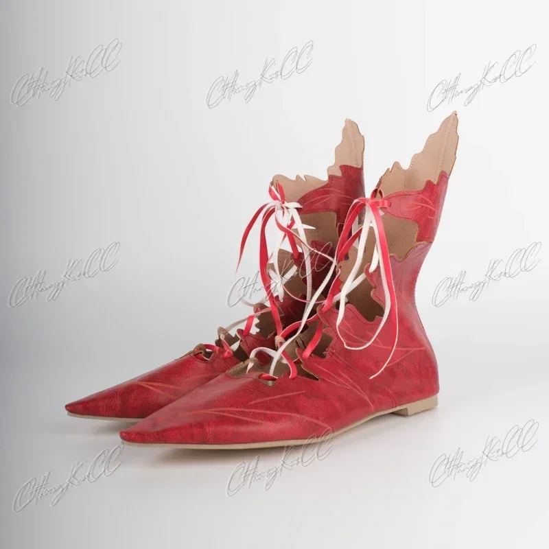 Middeleeuwse Gothic Retro Elf Heks Bladeren Veterschoenen Voor Vrouwen Mannen Cosplay Kostuum Carnaval Party Ridder Laarzen Accessoires