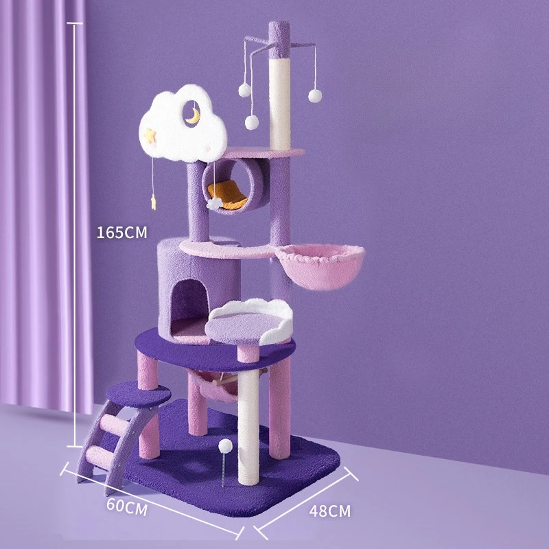 

Indoor Castle Cat Tower Large Tree Post Modern Climbing Cat Tower Stairs Wooden Things Scratcher Rascador De Gatos Cat Furniture