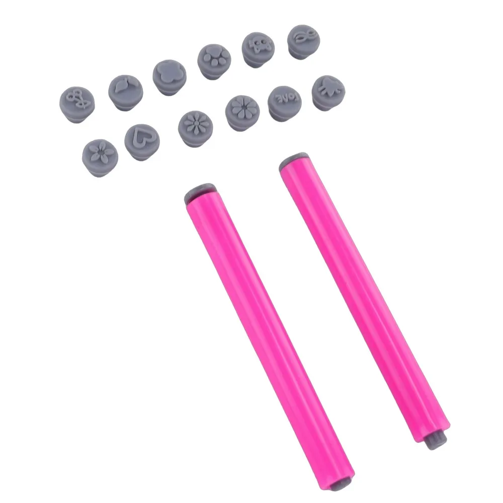 36PCS 48 In 1 Nail Stamp Pen Set Interchangeable Stamp Heads Floral Butterfly Rose Patterns Nail Stamping Pen Kit