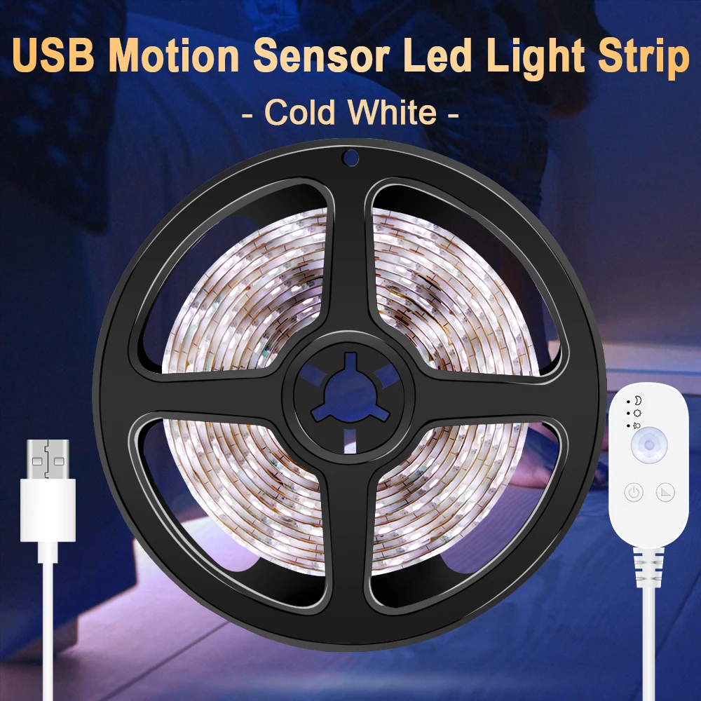 LED Motion Sensor LED Strip Light USB PIR LED Cabinet Light Tape Waterproof Wireless Strip Lamp 5V Wardrobe Closet Lamp SMD 2835