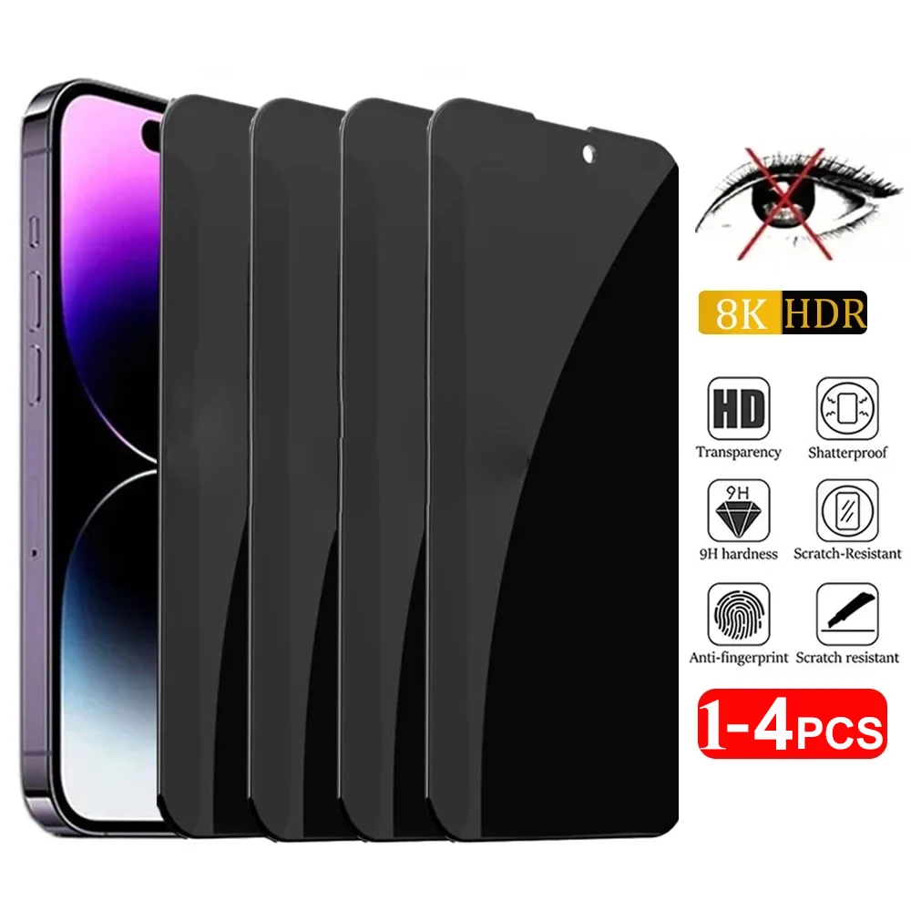 1-4Pcs Anti Spy Tempered Glass for IPhone 15 14 13 12 11 Pro Max Privacy Screen Protector For iPhone X XS Max XR Private Glass