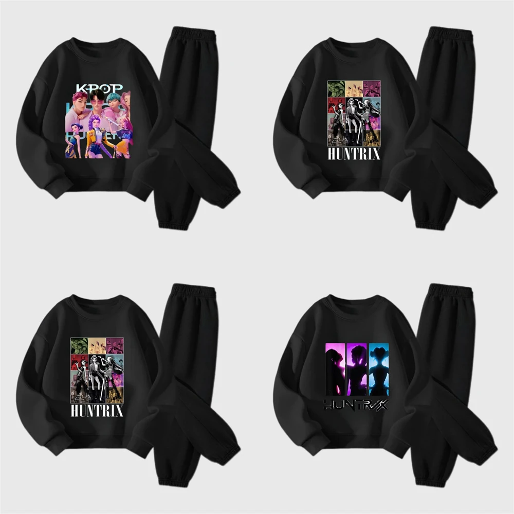 

Fashion Costume Girls Child Long-sleeved Outfits Cartoon Sweatshirts New Loose Casual Pants Two Piece Set Infant Autumn Wear