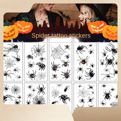 12Pcs/SetWaterproof Halloween Witch, Pumpkin,Spider Temporary Tattoos 3D Stereo Horror Funny Makeup Party Spider Web Stickers