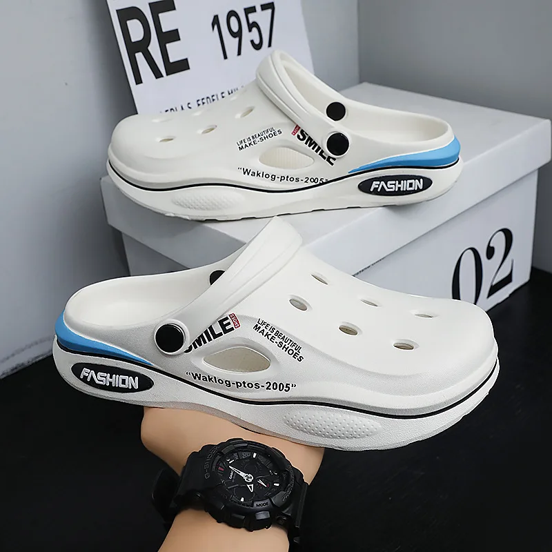Men Fashion Print Breathable Slide Clogs Thick Sole Casual Footwear