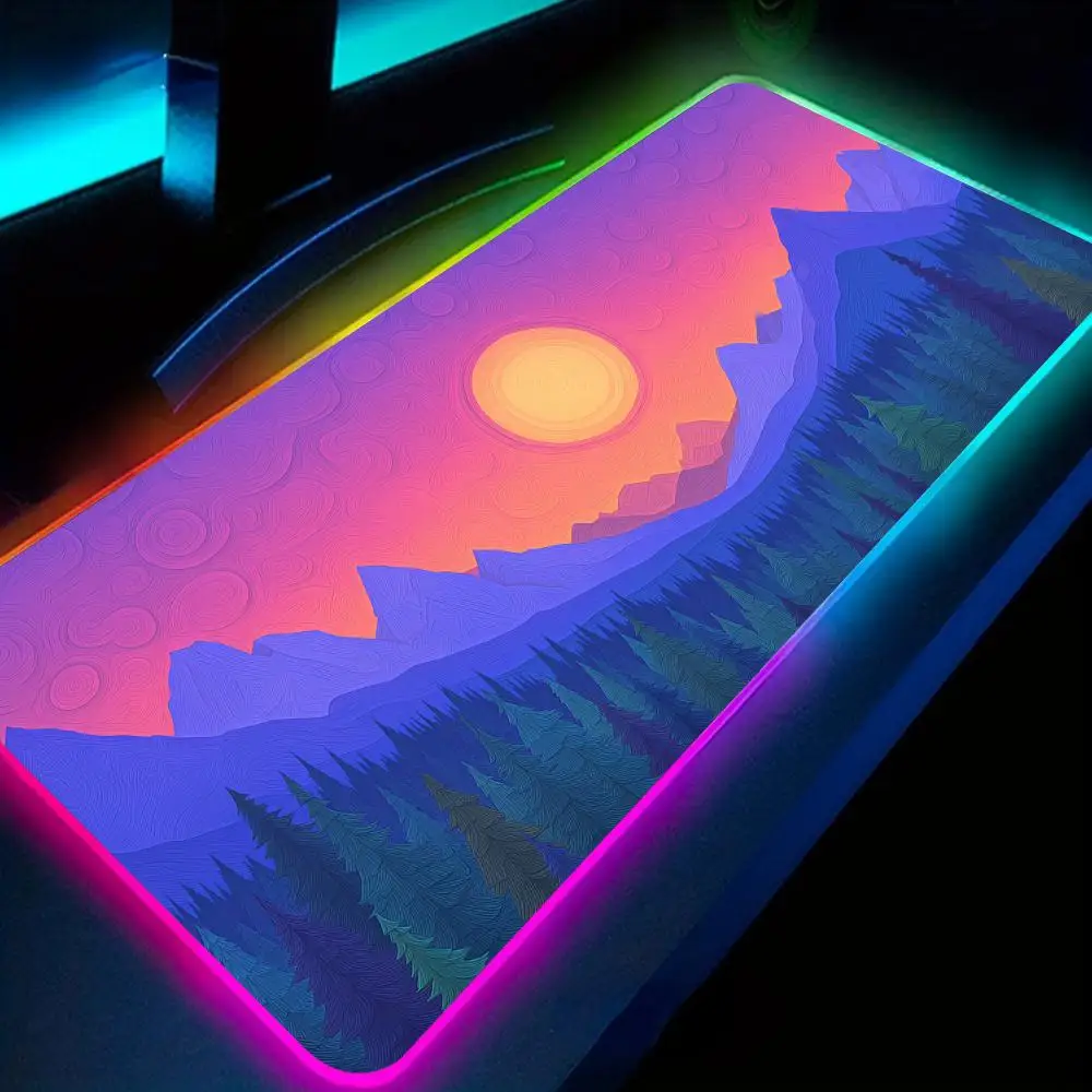 

Unique sunset landscape design larg RGB Mouse Pad Desk Mat gaming mousepad Computer Gaming Accessories LED Glow mousepad