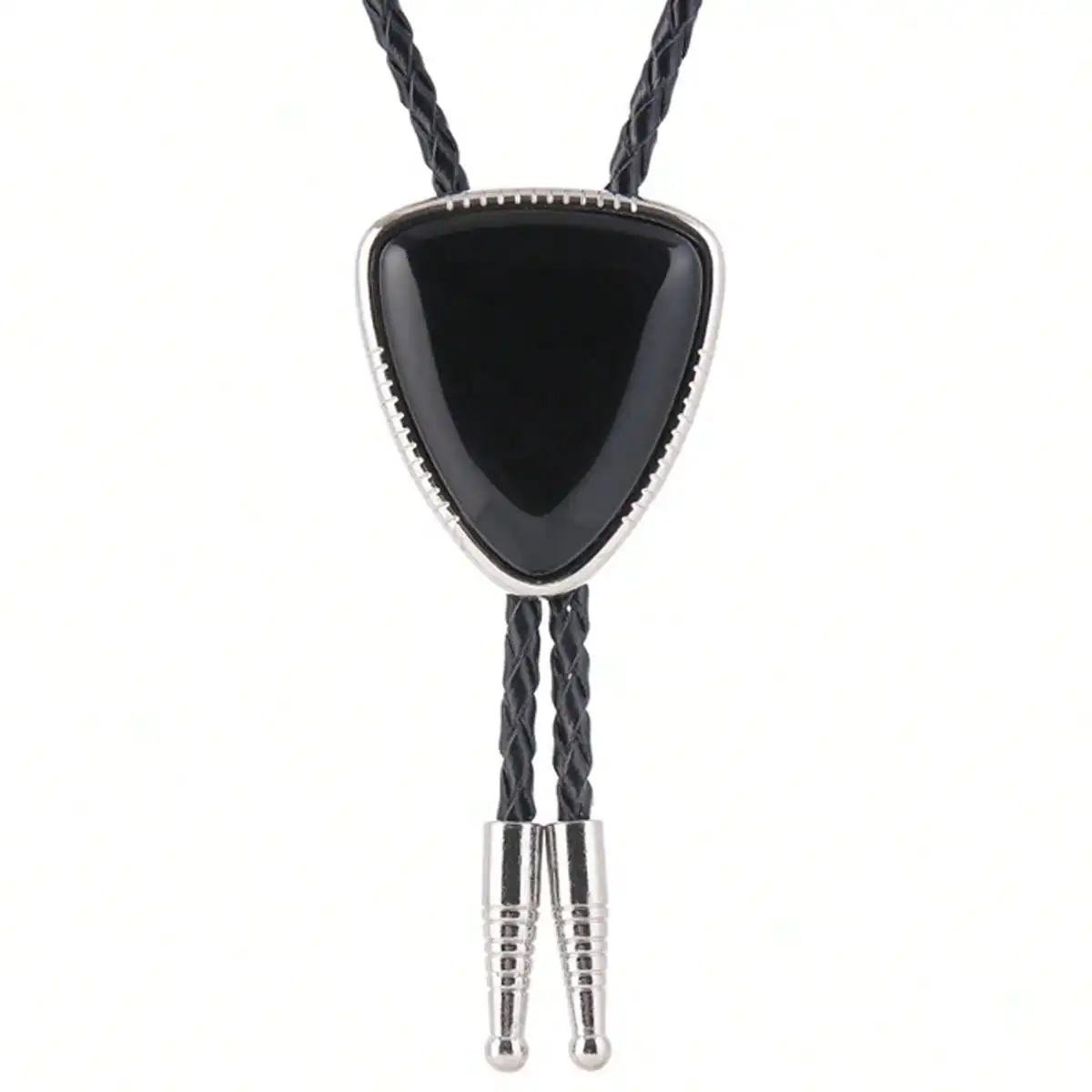 

Original Black Triangle Stone Design Bolo Tie Europe and The United States Fashion Lapel Rope Western Denim Zinc Alloy Bow Tie