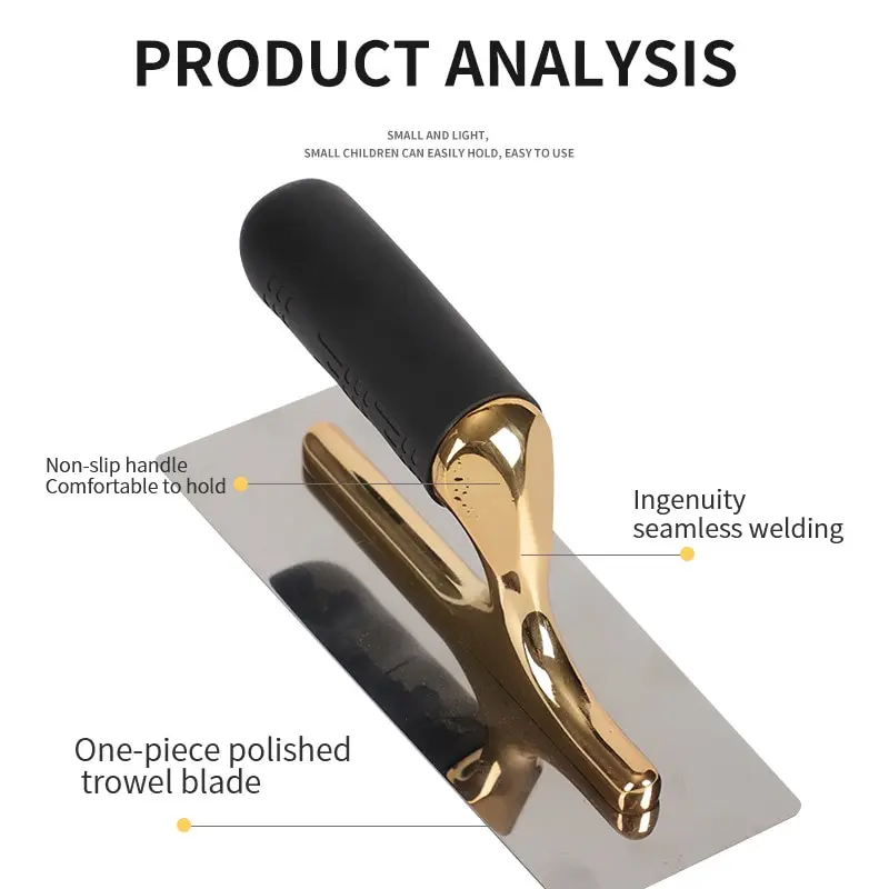 F50 Gips Metselen Troffel Goud Roestvrij Staal Rubber Handvat Skimming Pleisterwerk Troffel Bouw Gereedschap Verf Gereedschap