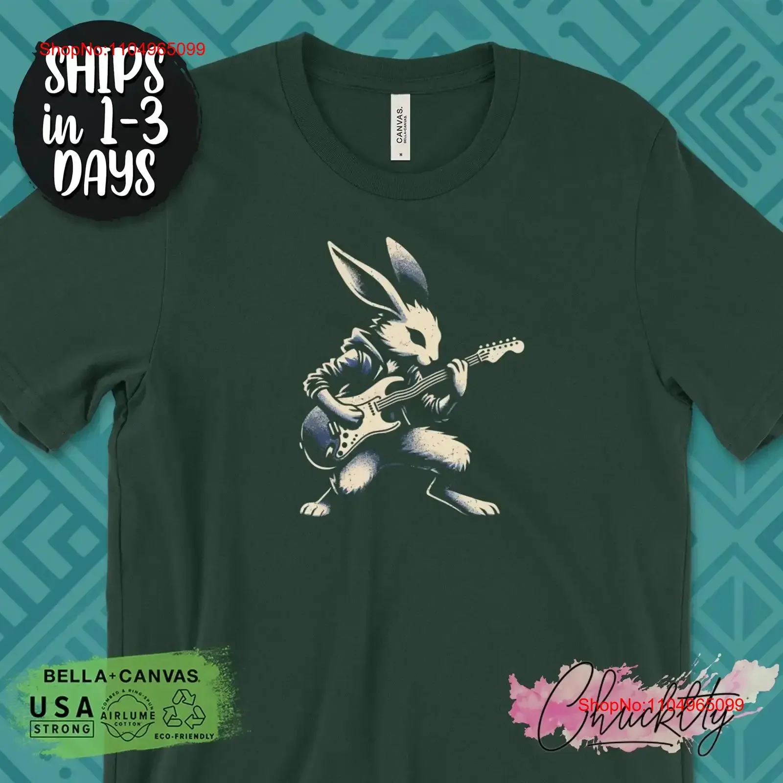 

Rocking Rabbit Guitarist T Shirt Cool Bunny Playing Electric Guitar Musician Animal ArT Unique for Music vintage Washed