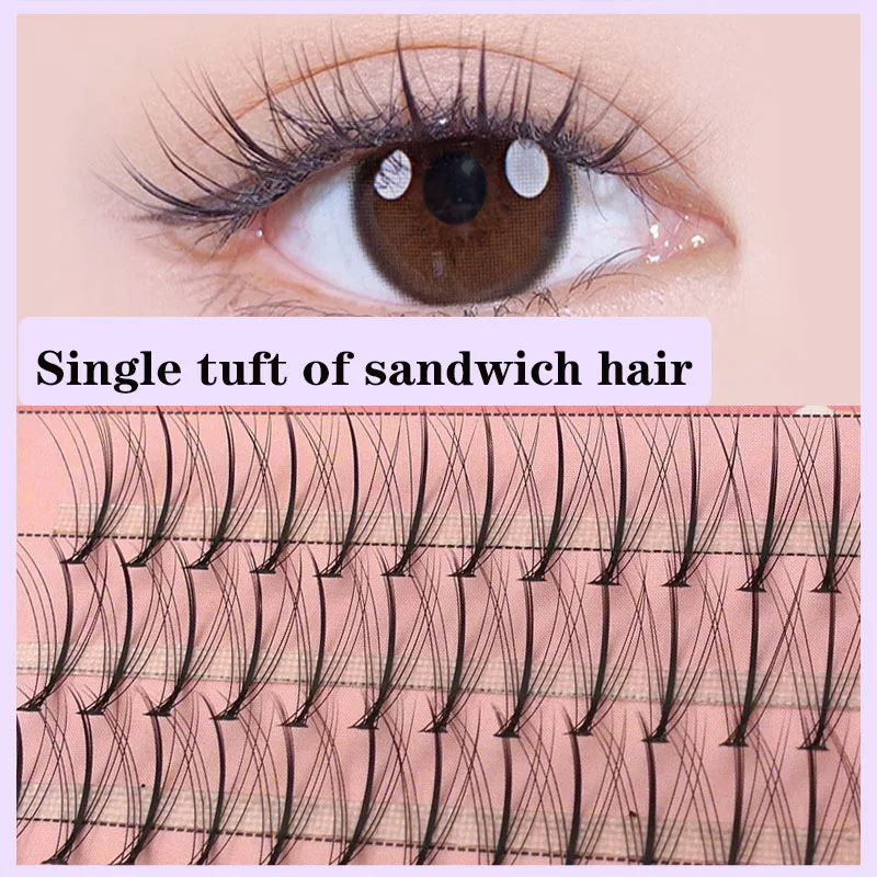 Sandwich eyelashes Individual Lashes Lashes M Shape Fish Tail False Eyelashes Fairy Extension Pre Fan Russian Volume Soft Natura