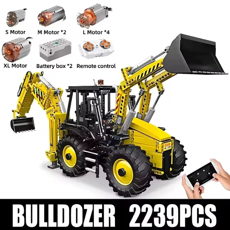 MOULD KING 17036 Double Head Engineering Vehicle Toys For Kids Technical Model Building Kits Motorized Excavator Truck Bricks