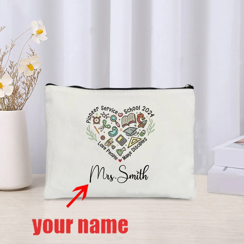 Personalized Heart Pioneer School Makeup Bag Pioneer Service School JW Gift Ideas Cosmetic Case JW Pioneer Gifts Toiletry Pouch