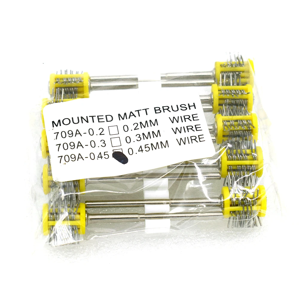 10Pcs Mounted Matt Brushes 0.45MM Wire Yellow Color Wire Maximat Pro-Texturning Brush