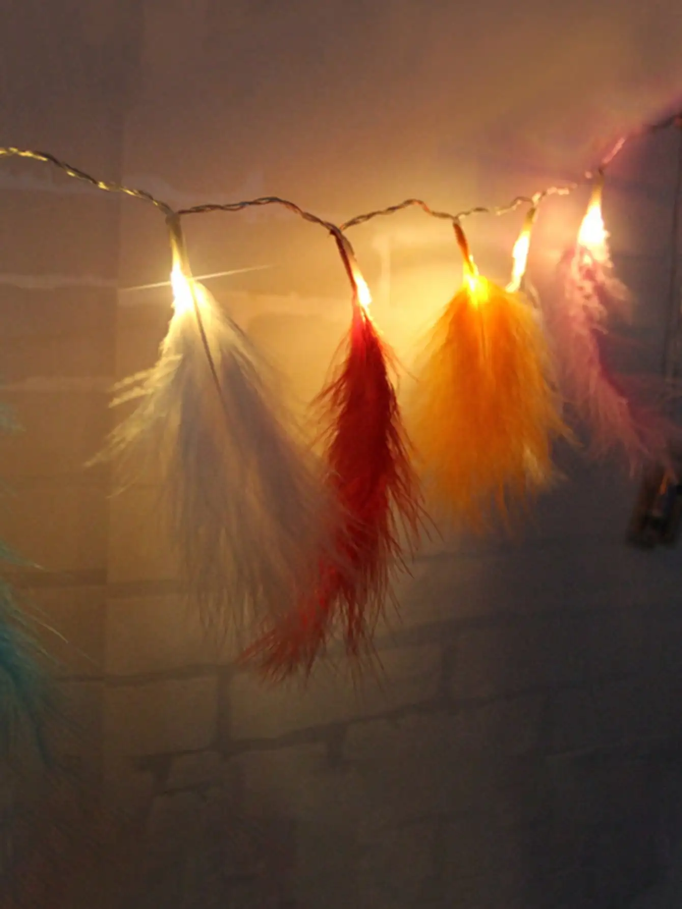 

1 шт., девичьи романтические светодиодные гирлянды с перьями: красочный подвесной декор для общежития/спальни, дома, окружающее освещение