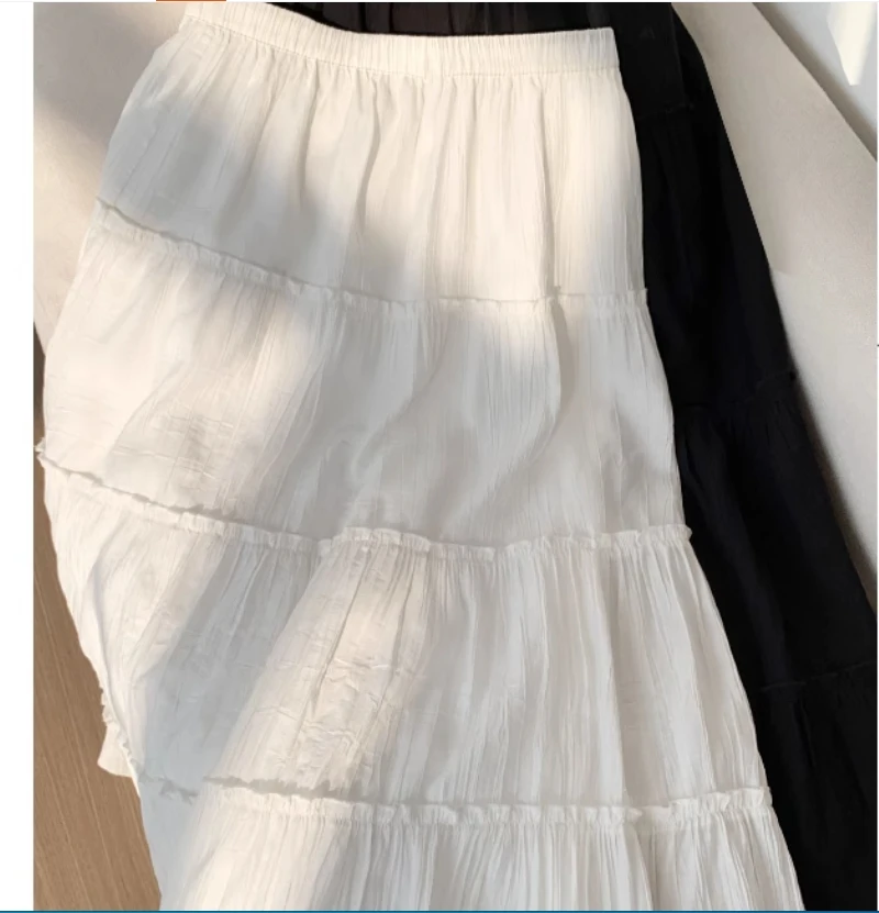 

Белая юбка миди для девочек, новинка весны и осени 2023 года, утягивающая юбка трапециевидной формы средней длины с высокой талией, пышная юбка-тортик в балетном стиле