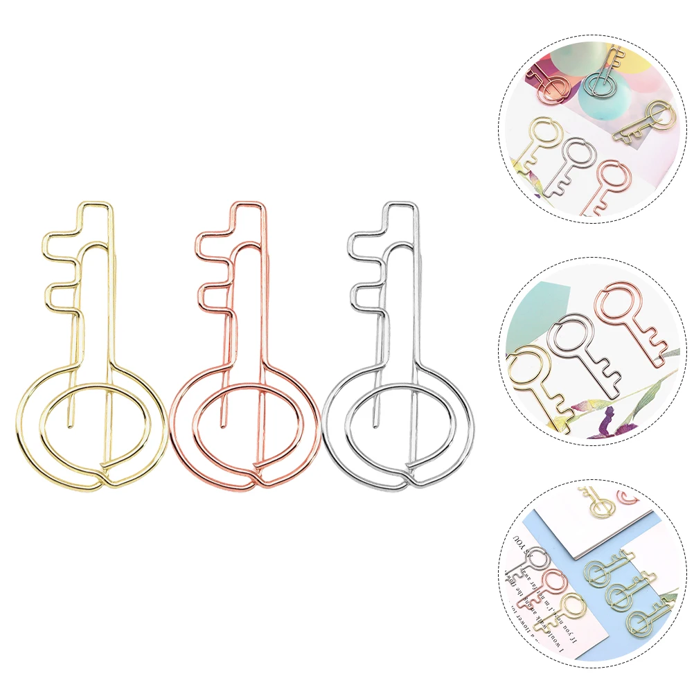 

30pcs Cute Key Paper Multi-Use File Office Document Clips Sturdy Metal Small Paperclips Home Office Use Decorative Mini Paper