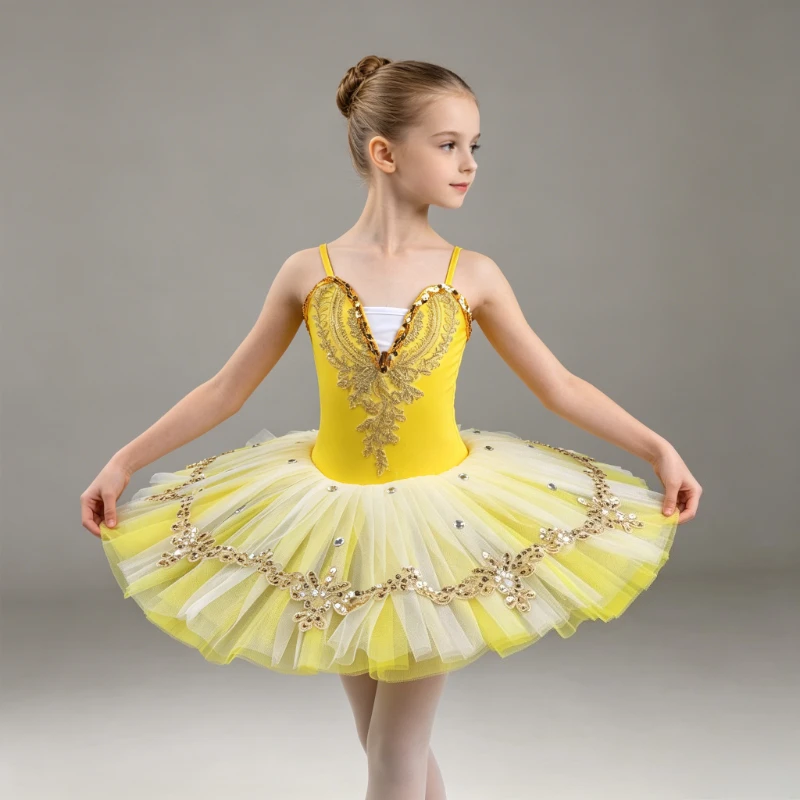 Costume de danse de ballet pour filles Theeper, robe tutu professionnelle à strass dégradés, robe de ballerine pour spectacle sur scène