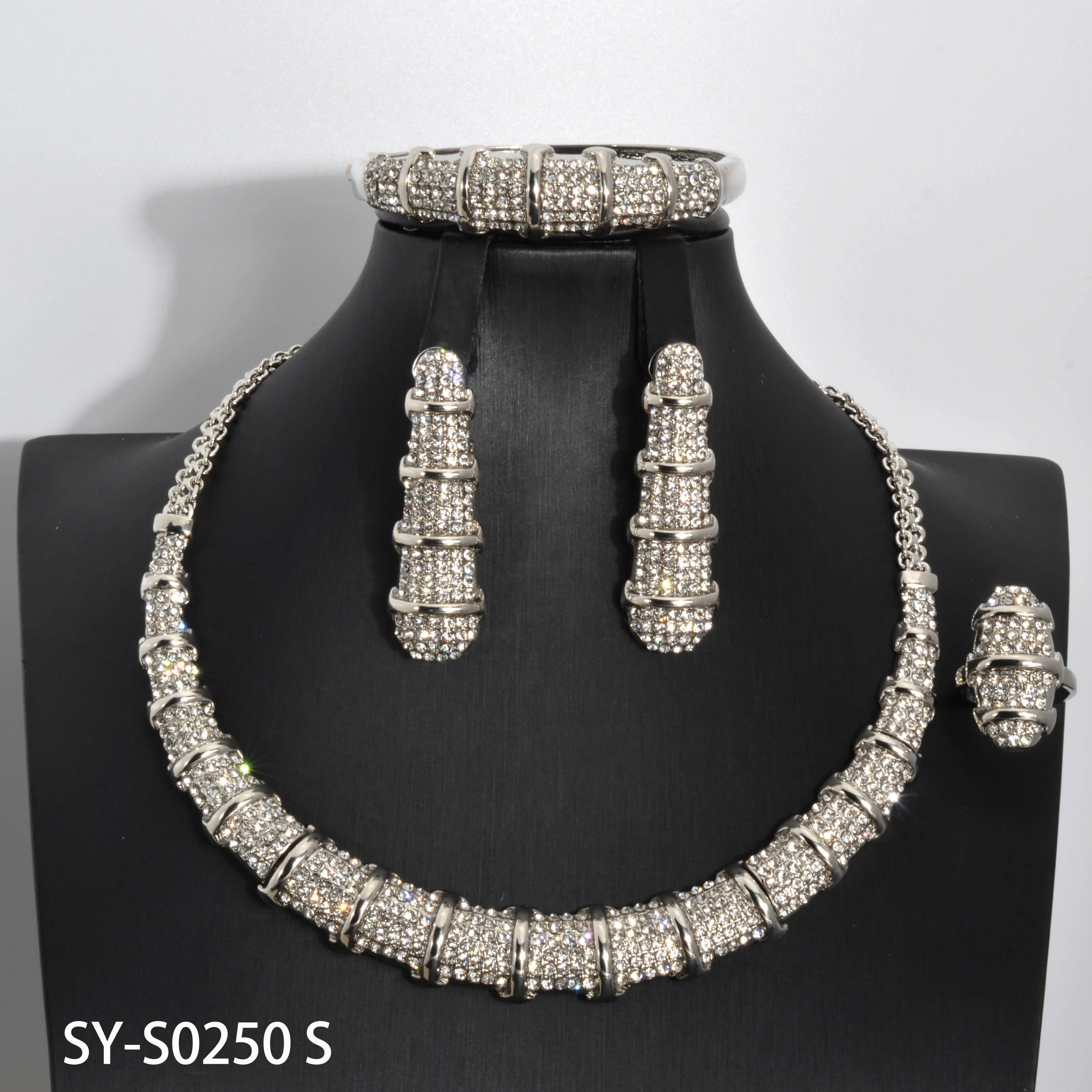 Sunny Jewelry Sets Italy Design Dubai Gold Color Bamboo Knots Shape Necklace Ring Bracelet Earrings Ladies Wedding Party Gift