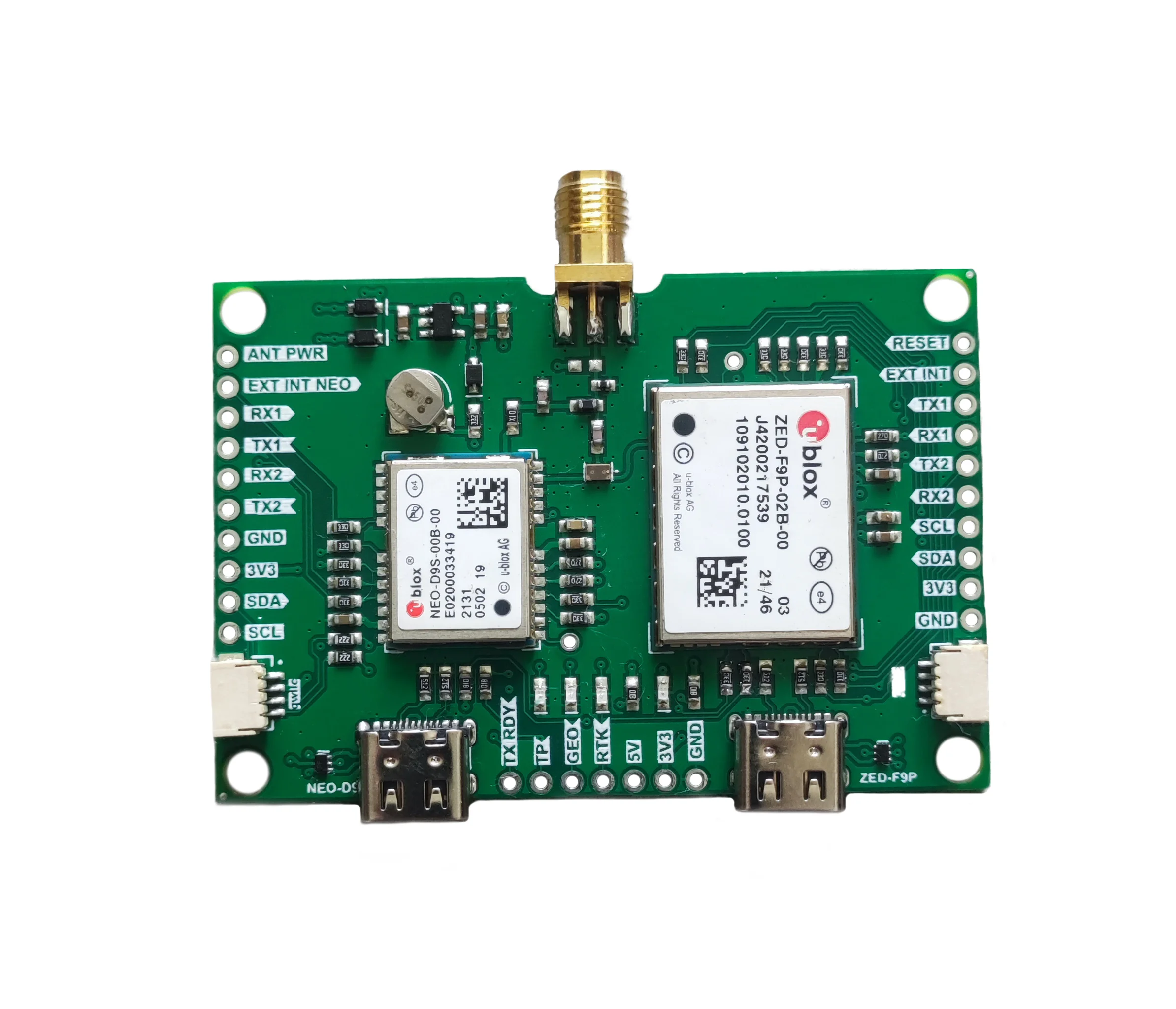 High precision GNSS multi frequency centimeter level low power consumption UBLOX ZED-F9P RTK differential  GPS module