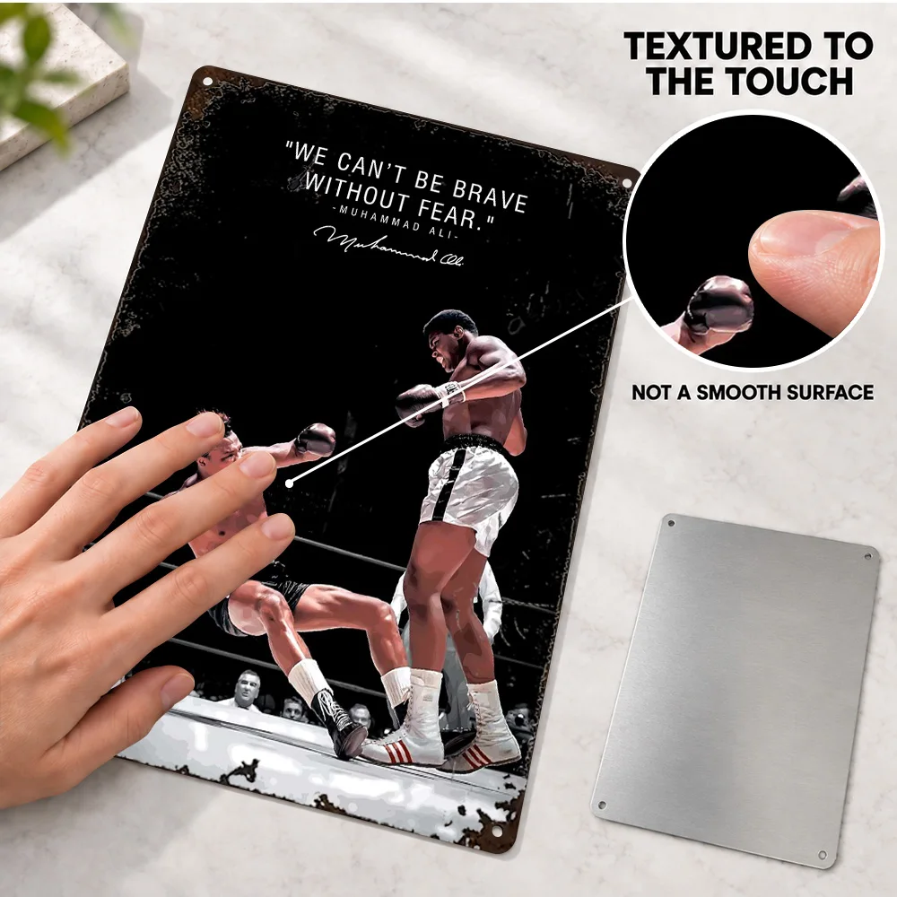 Muhammad Ali Boxing Quote Textured Metal Poster Customized Aluminum Sign Inspirational Typography Wall Art For Sports Lounge