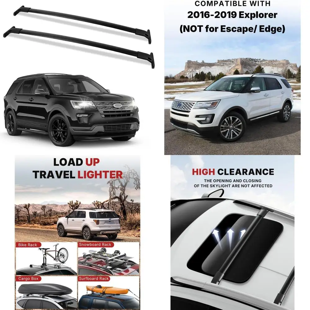 

Aluminum Roof Rack Crossbars for 2016-2019 Explorer, Heavy-Duty Cargo Carrier for Luggage, Canoe, Kayak, and Bicycles