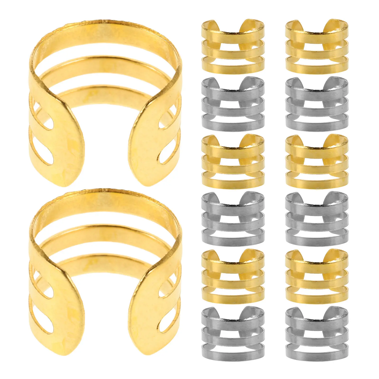 200Pcs Metal Dreadlock Rings Silver Gold Hair Braid Cuffs for Braids Faux Locs Jewelry Fade Resistant Lightweight Styling