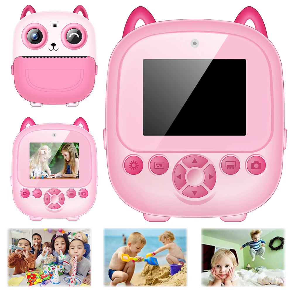 Kids Instant Print Camera 1080P HD with Print Paper 32G Card optional Selfie Children Digital Camera Gifts Girls Toys