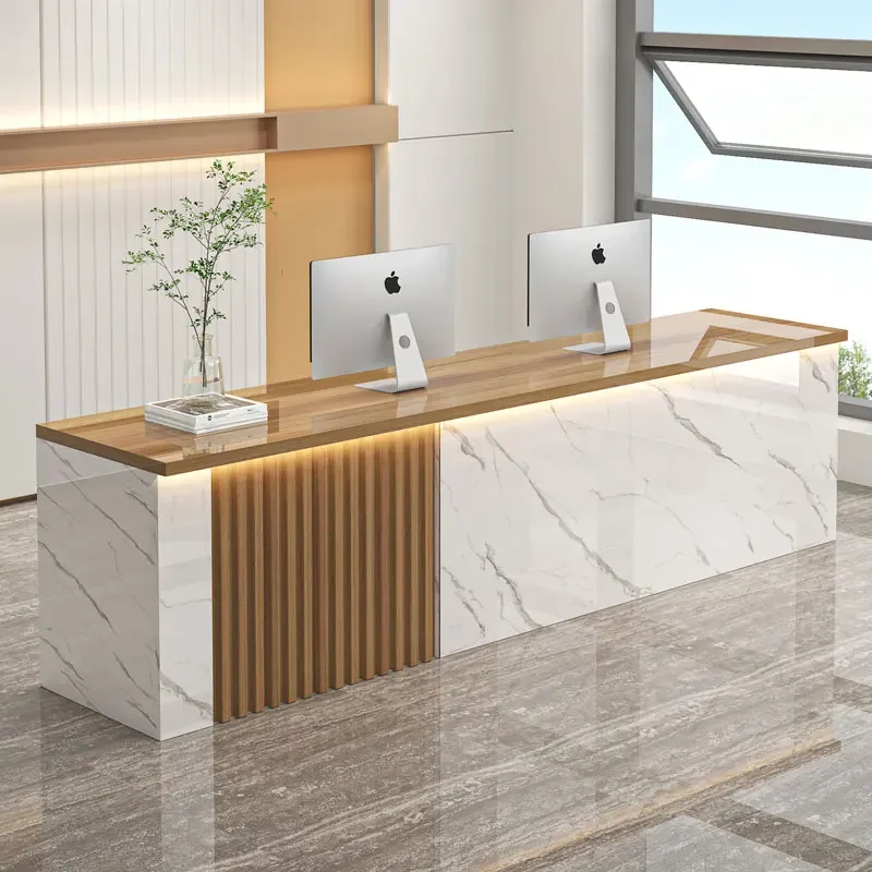 

Nordic Reception Desks Modern Cream Style Company Cashier Desk Outfit Shop Podium Beauty Salon Furniture Balcão De Recepção FYRD