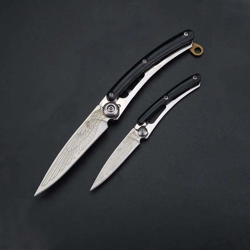 

Portable Pocket Folding Pocket Knife with Back Clip Stainless Steel Knife Keychain Accessory Outdoor Camping Cutting Tool