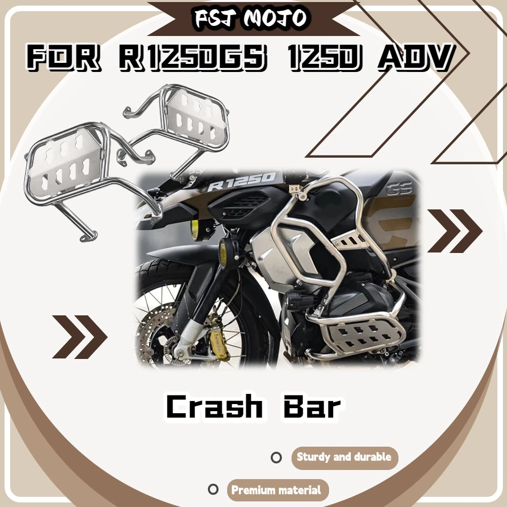 For R1250GS R1250GS ADV Motorbike Black Full Wrap Lower Bumper Off-Road Reinforced Steel Anti-Scratch Engine Guard Set