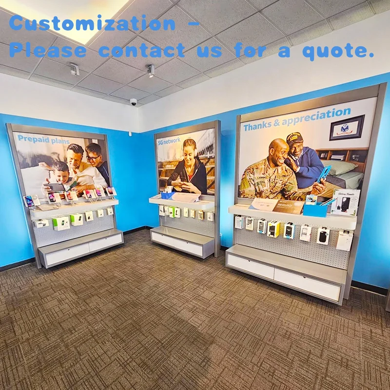 

custom.Mingtang Mobile Shop Multifunctional Metal Display Stand Phone Store Retail Shelves Cell Phone Accessories Shop Decoratio