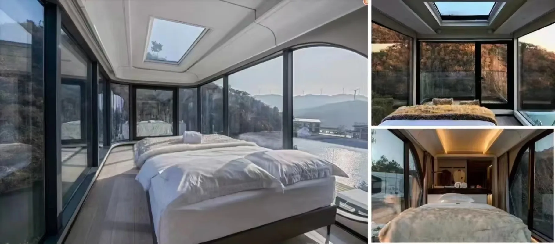 Cabina prefabricada baja prefabricada moderna totalmente renovada para villa de vida móvil, hotel