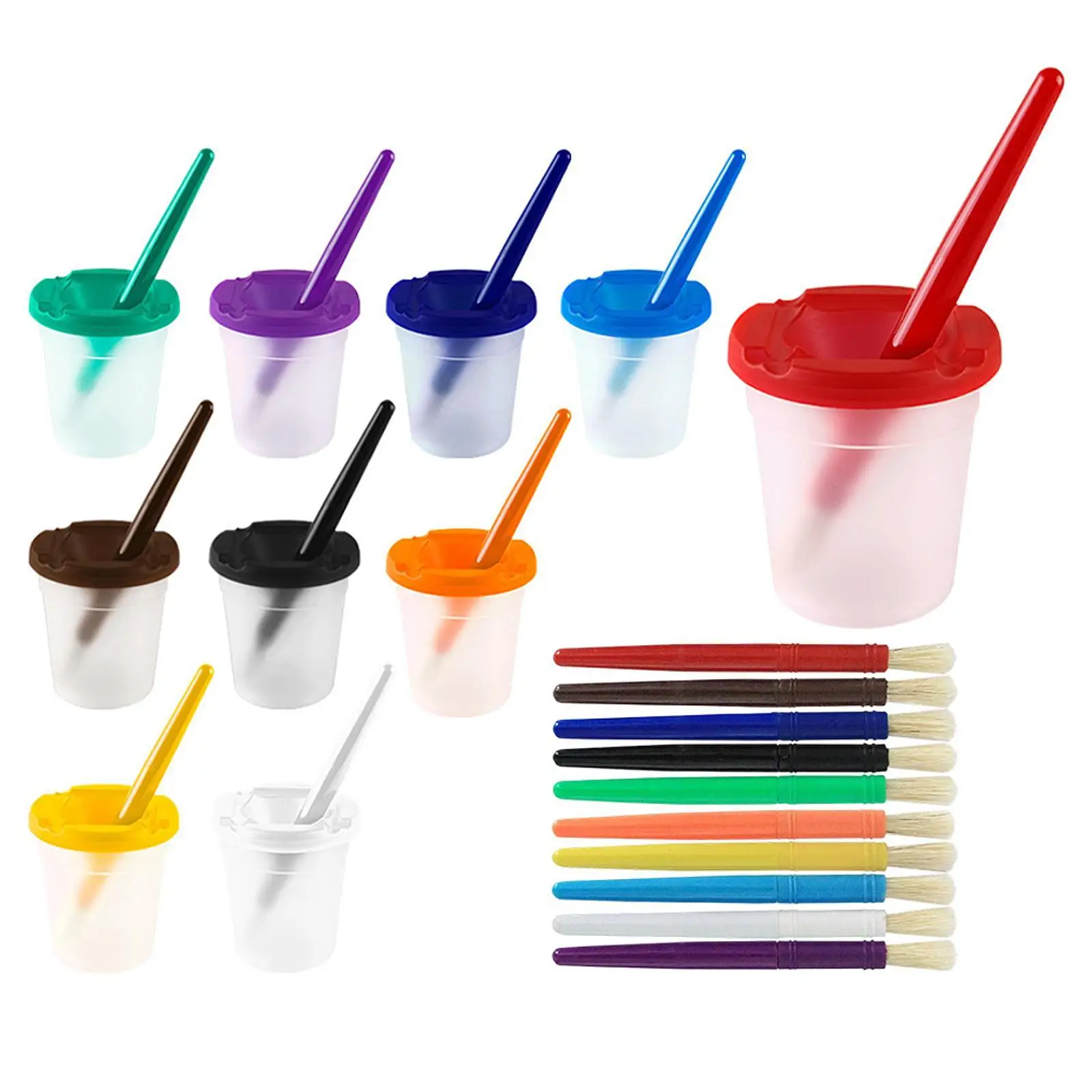 Paint Cups Paint Water Cups Accessories Clear Early Learning with 20 Brushes Painting Containers for Beginners Crafting Gifts